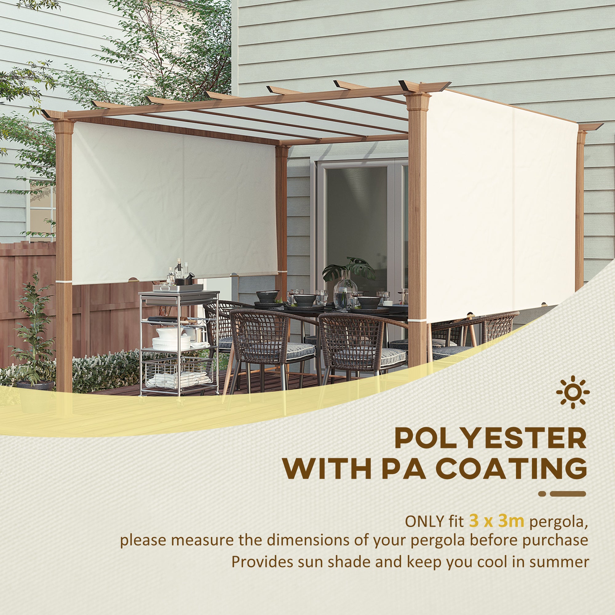 2 Piece Retractable Pergola Canopy Replacement for 9.8' x 9.8' Pergola, Pergola Shade Cover with Weight Rods, Beige Gazebo Canopy Replacement at Gallery Canada