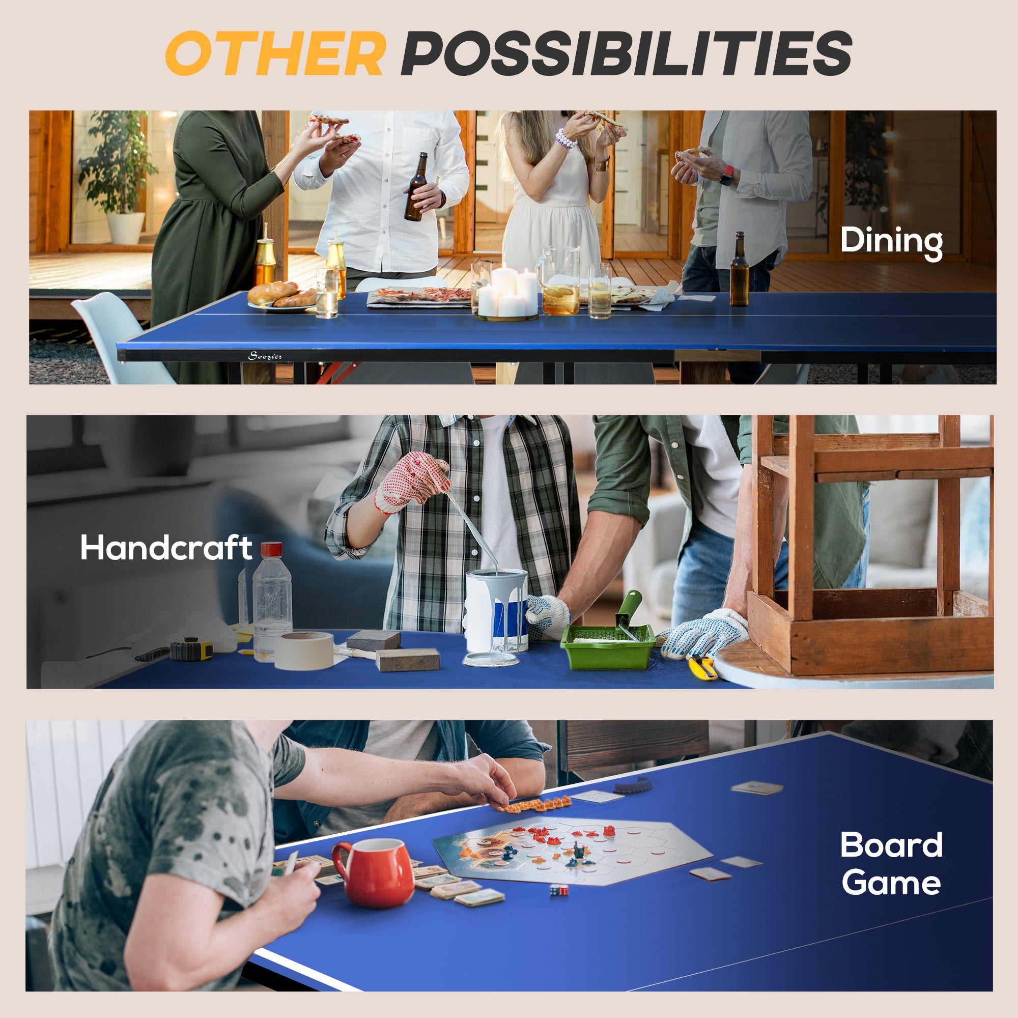 9' x 5' Full Size Table Tennis Table, Folding Ping Pong Table with Paddles and Balls, Blue Game Tables at Gallery Canada