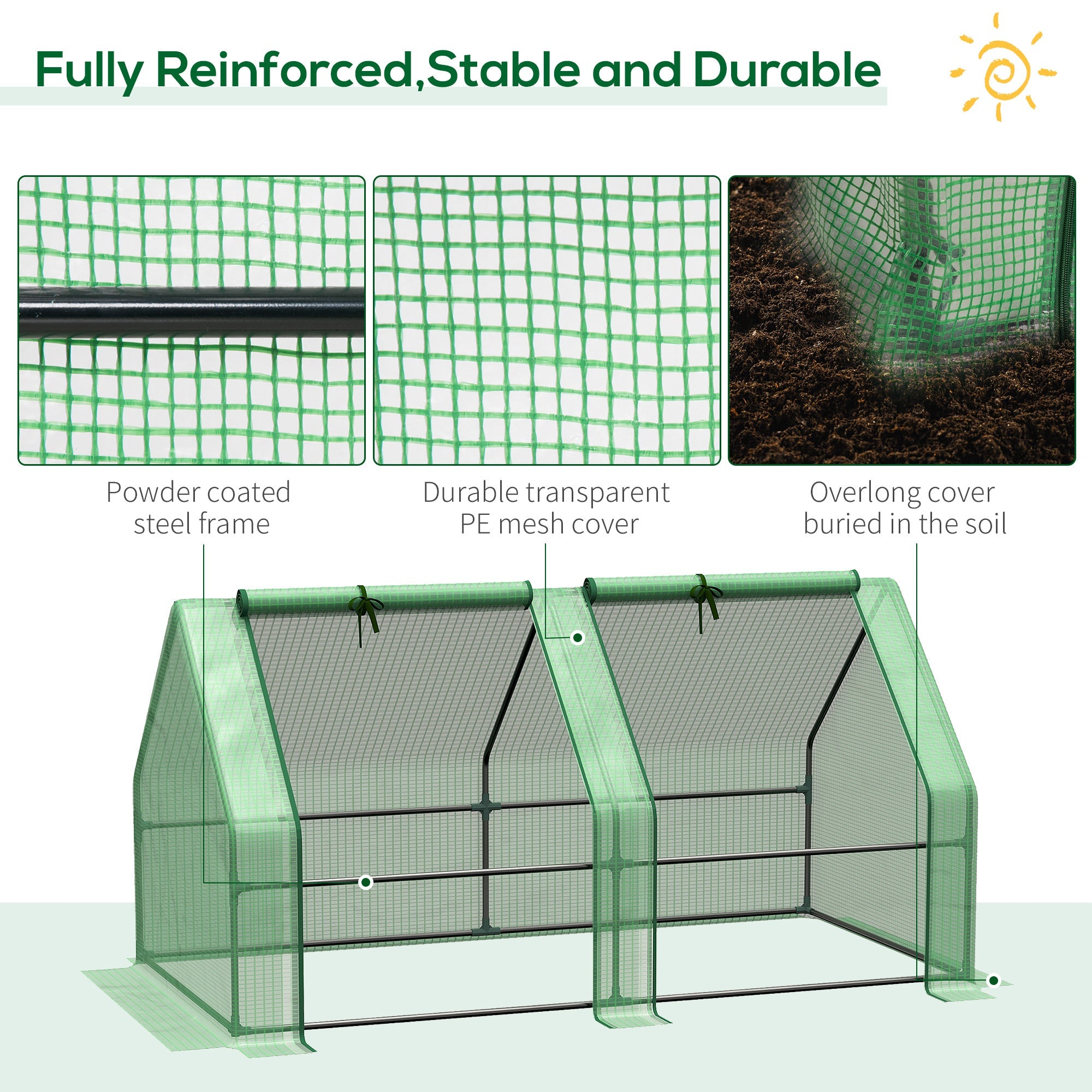 6' x 3' x 3' Portable Tunnel Greenhouse Outdoor Garden Mini with Large Zipper Doors &; Water/UV PE Cover Green Mini Greenhouses   at Gallery Canada