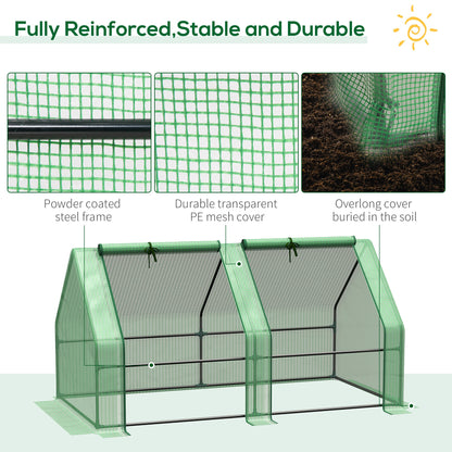 6' x 3' x 3' Portable Tunnel Greenhouse Outdoor Garden Mini with Large Zipper Doors &; Water/UV PE Cover Green Mini Greenhouses   at Gallery Canada