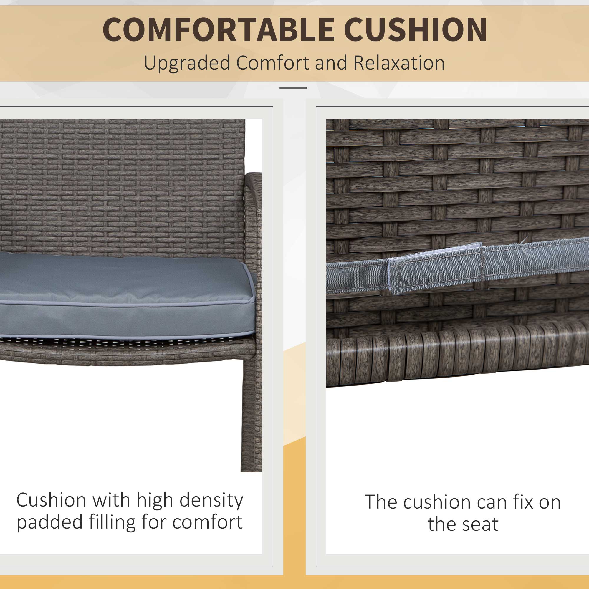 3 Pieces Patio Bar Set Wicker Garden Bistro Set Outdoor Furniture PE Rattan Table and Stools with Seat Cushion, Grey Bistro Sets at Gallery Canada
