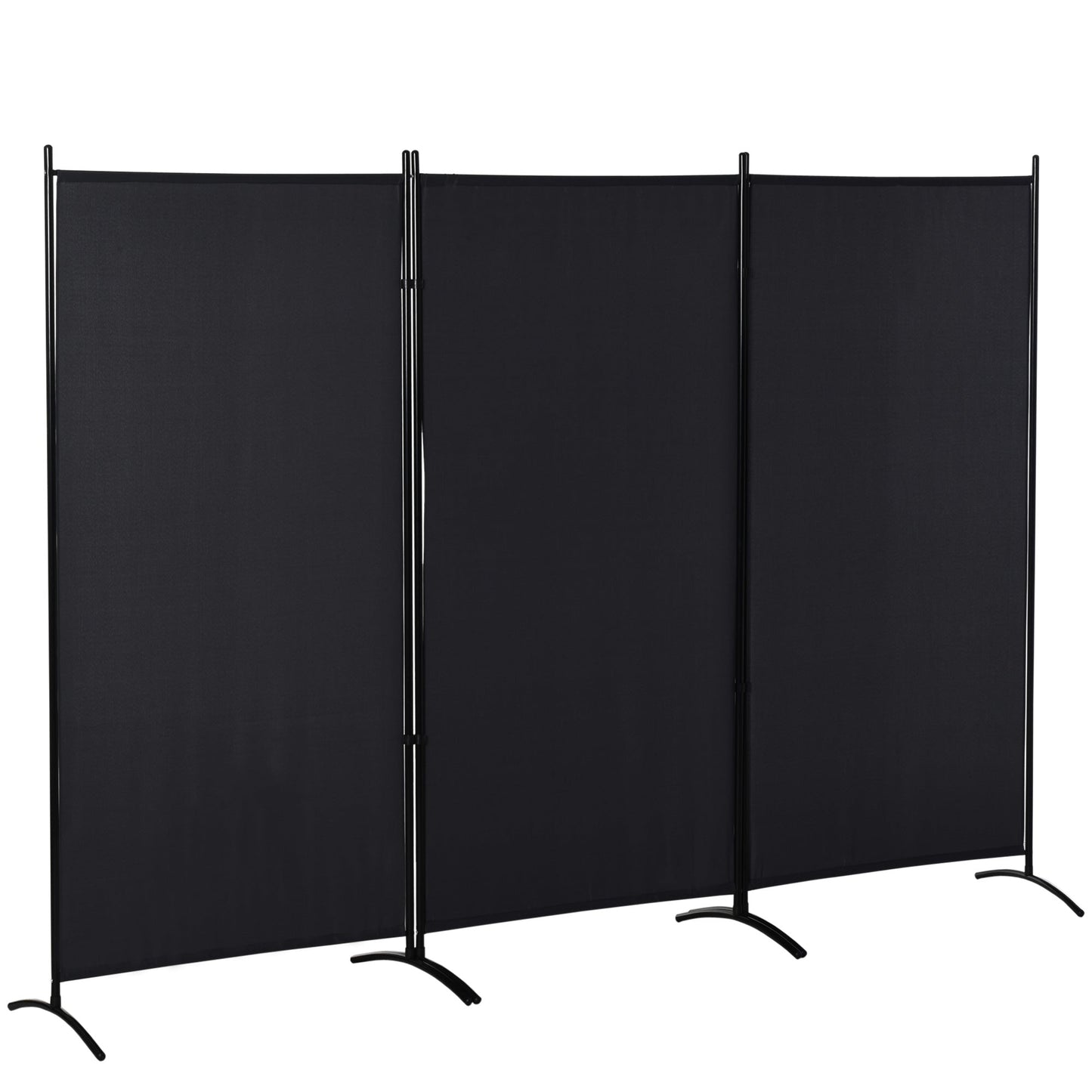 6' 3 Panel Room Divider, Double Hinged Folding Wall Divider, Indoor Privacy Screen for Home Office, Black Room Dividers Black  at Gallery Canada