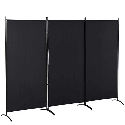 6' 3 Panel Room Divider, Double Hinged Folding Wall Divider, Indoor Privacy Screen for Home Office, Black - Gallery Canada