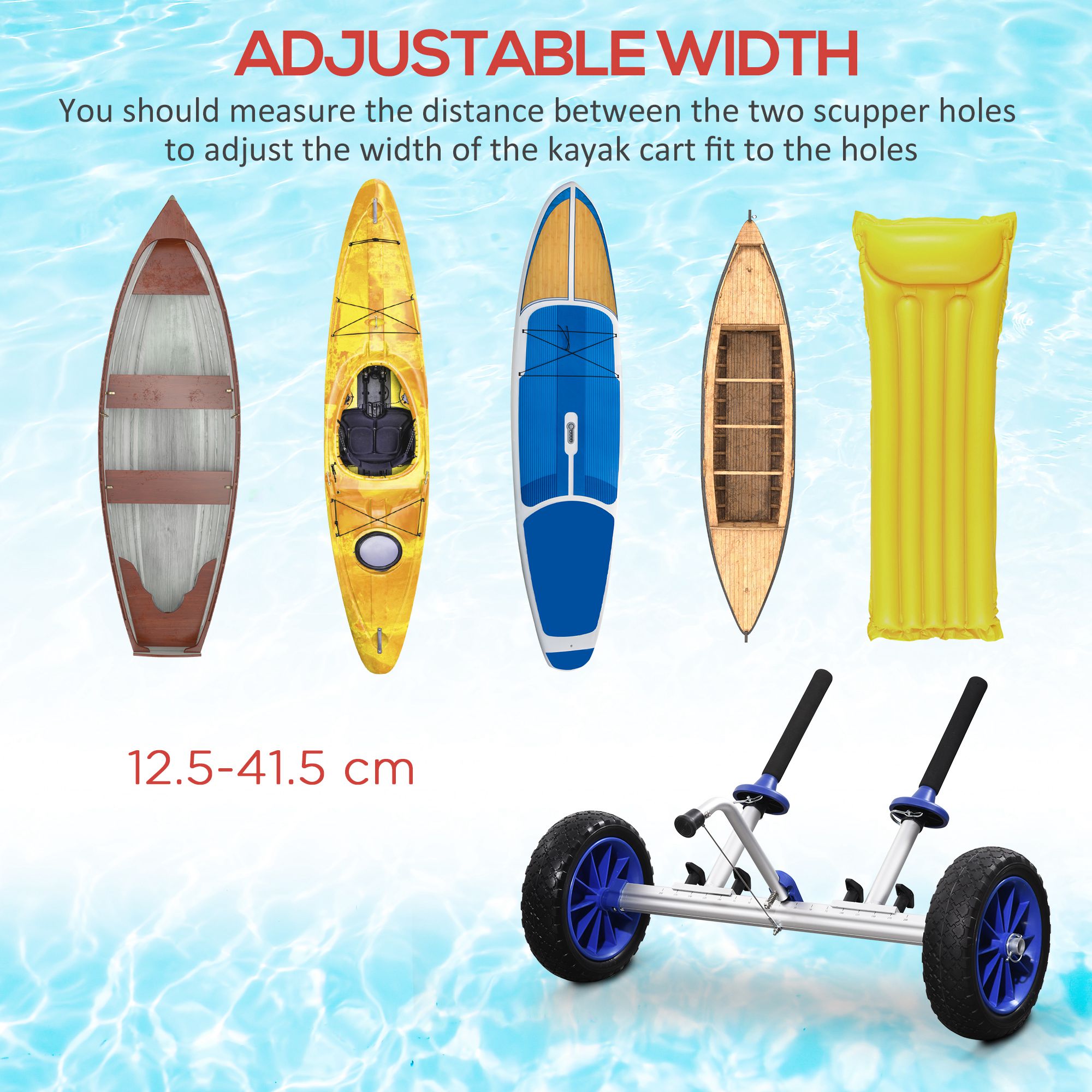 Aluminum Kayak Cart Adjustable Kayak Dolly with Wheels and Foldable Kickstand for Kayaks, Canoes, Paddleboards Kayak Carts at Gallery Canada