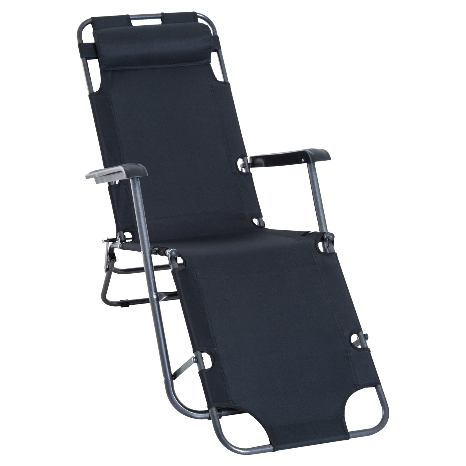 Adjustable Zero Gravity Recliner with Headrest and Storage Pocket, Black Lounger Chairs   at Gallery Canada