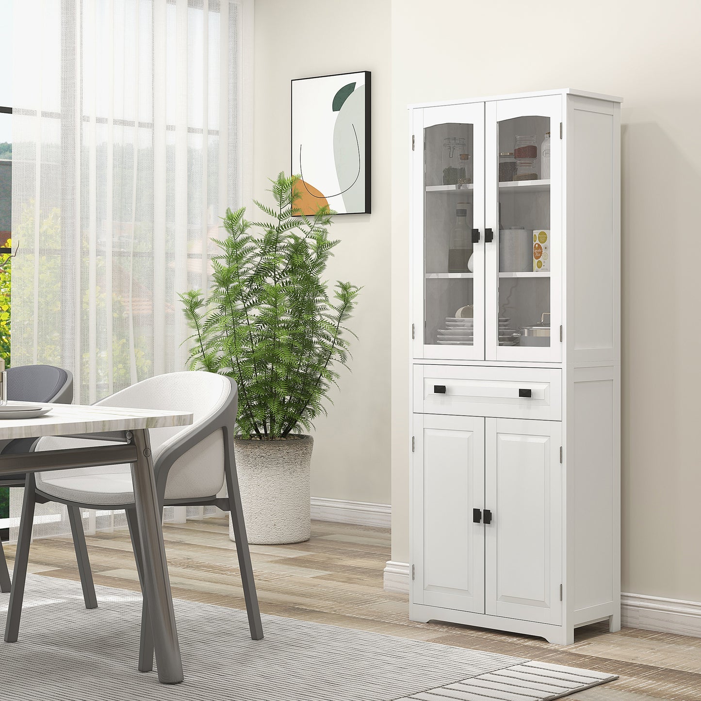 63" 4-Door Kitchen Pantry Cabinet, Freestanding Storage Cabinet Cupboard with Adjustable Shelves, White Kitchen Pantry Cabinets White  at Gallery Canada