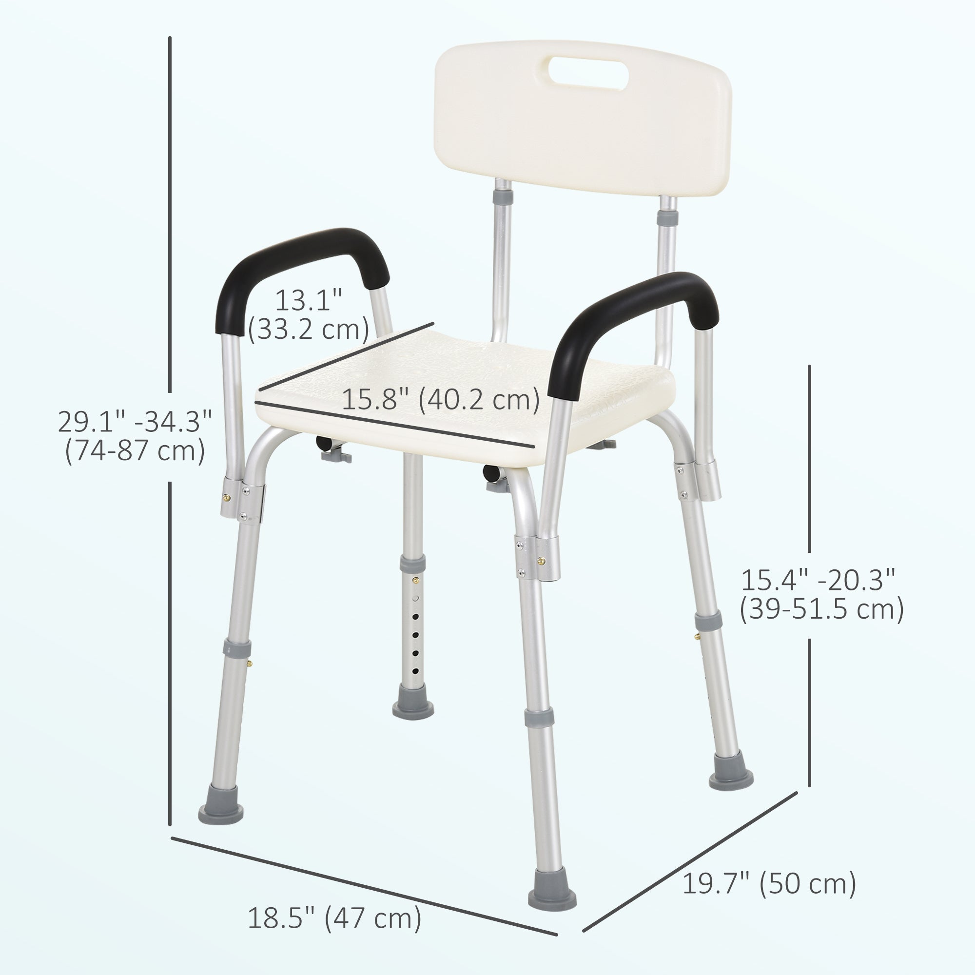 Adjustable Medical Shower Chair with Back, Bathtub Bench Bath Seat with Padded Arms, Non Slip Tub Safety for Disabled, Seniors, Elderly Bath Chairs at Gallery Canada