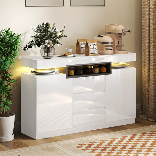 Sideboard Storage Cabinet with LED Lights, White Storage Cabinets   at Gallery Canada