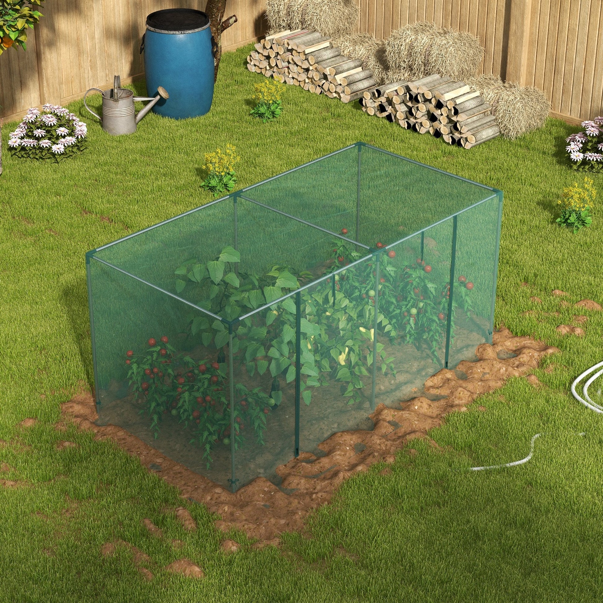 Galvanized Steel Crop Cage, Plant Protection Tent with Zippered Door, 8' x 4', Green Walk In Greenhouses   at Gallery Canada