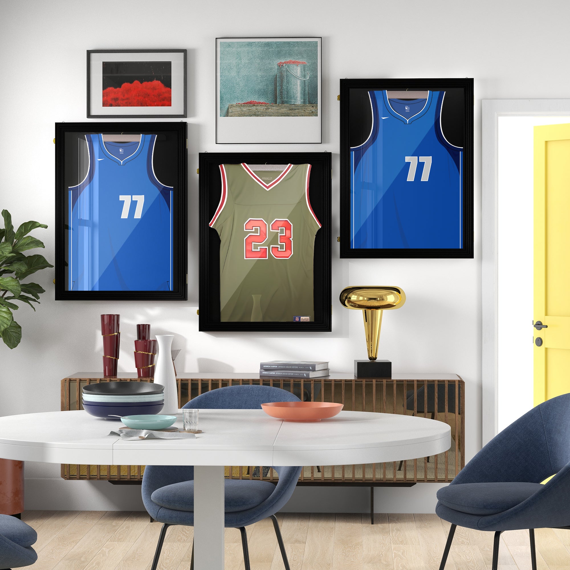 Set of 3 Jersey Display Frame Case, Acrylic Sports Shirt Shadow Box for Basketball Football Baseball, 23.5