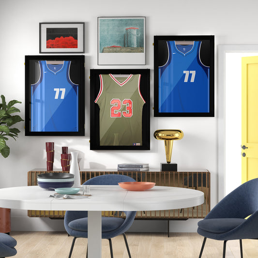 Set of 3 Jersey Display Frame Case, Acrylic Sports Shirt Shadow Box for Basketball Football Baseball, 23.5" x 31.5", Black - Gallery Canada