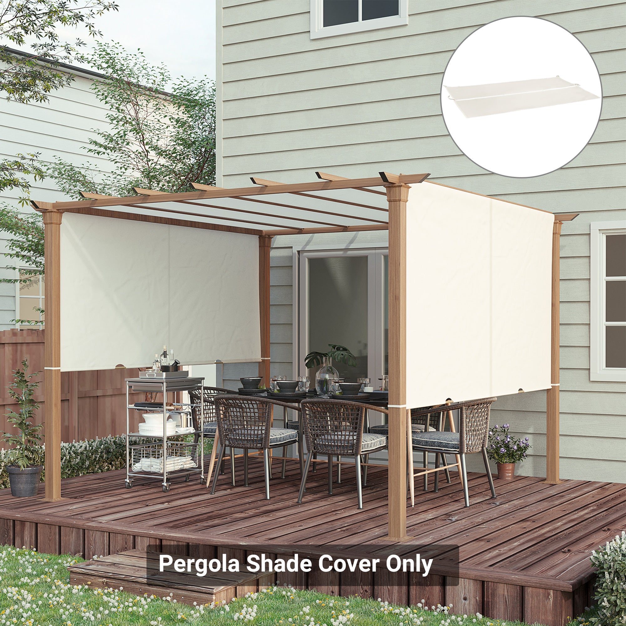 2 Piece Retractable Pergola Canopy Replacement for 9.8' x 9.8' Pergola, Pergola Shade Cover with Weight Rods, Beige Gazebo Canopy Replacement at Gallery Canada
