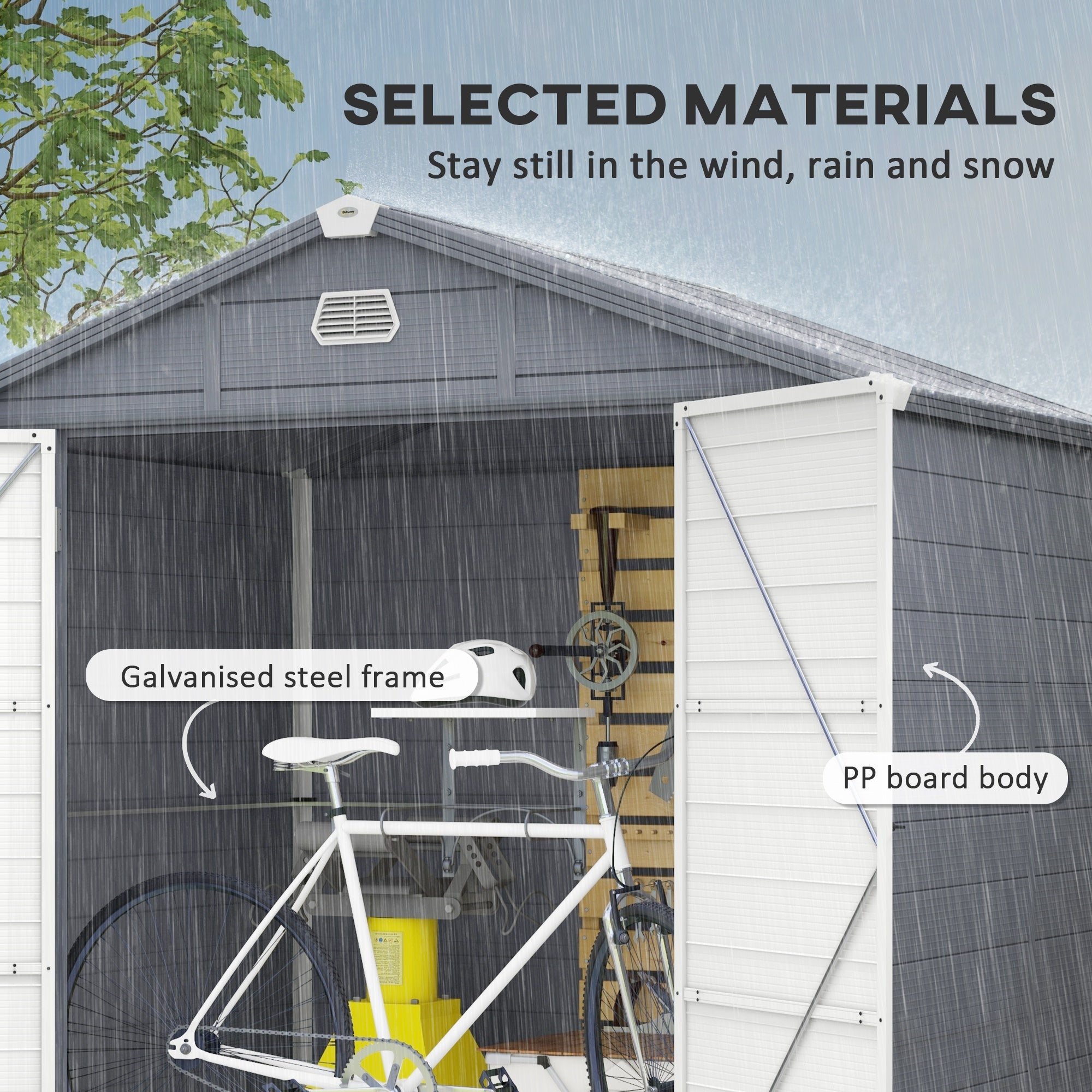 8' x 6' Plastic Garden Storage Shed with Latch Door, Vents, Sloped Roof, Dark Grey Sheds   at Gallery Canada