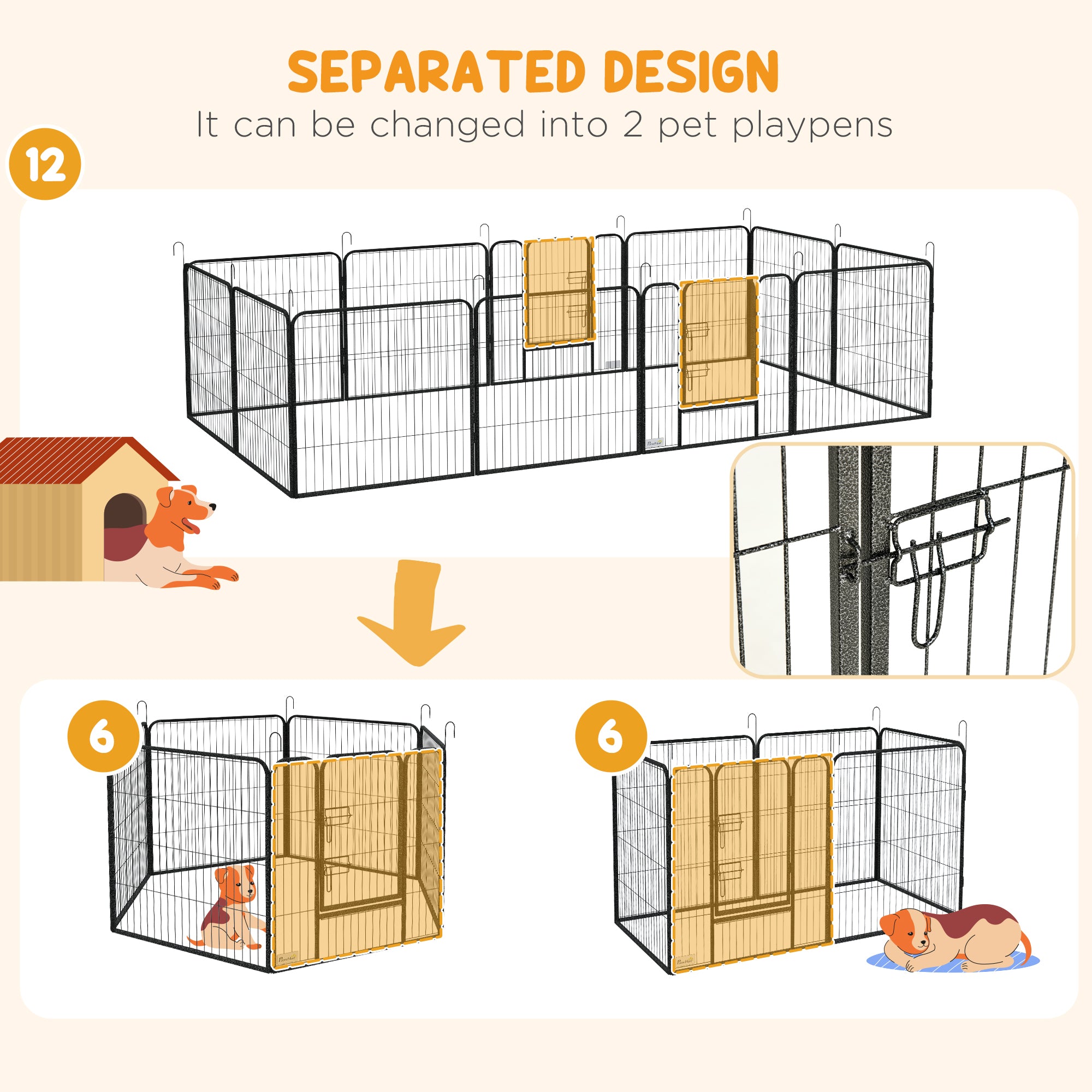 Dog Pen with Gate, 12 Panels Puppy Playpen, Dog Fence, 31.5