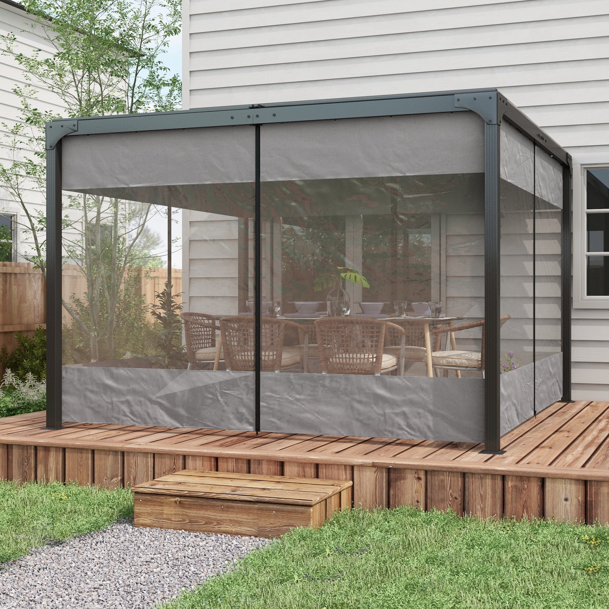 Pergola Gazebo Curtains for 10' x 10' Pergola, 4 Pack Side Panels Replacement with Large Windows and Zipped Doors Gazebo Sidewalls at Gallery Canada