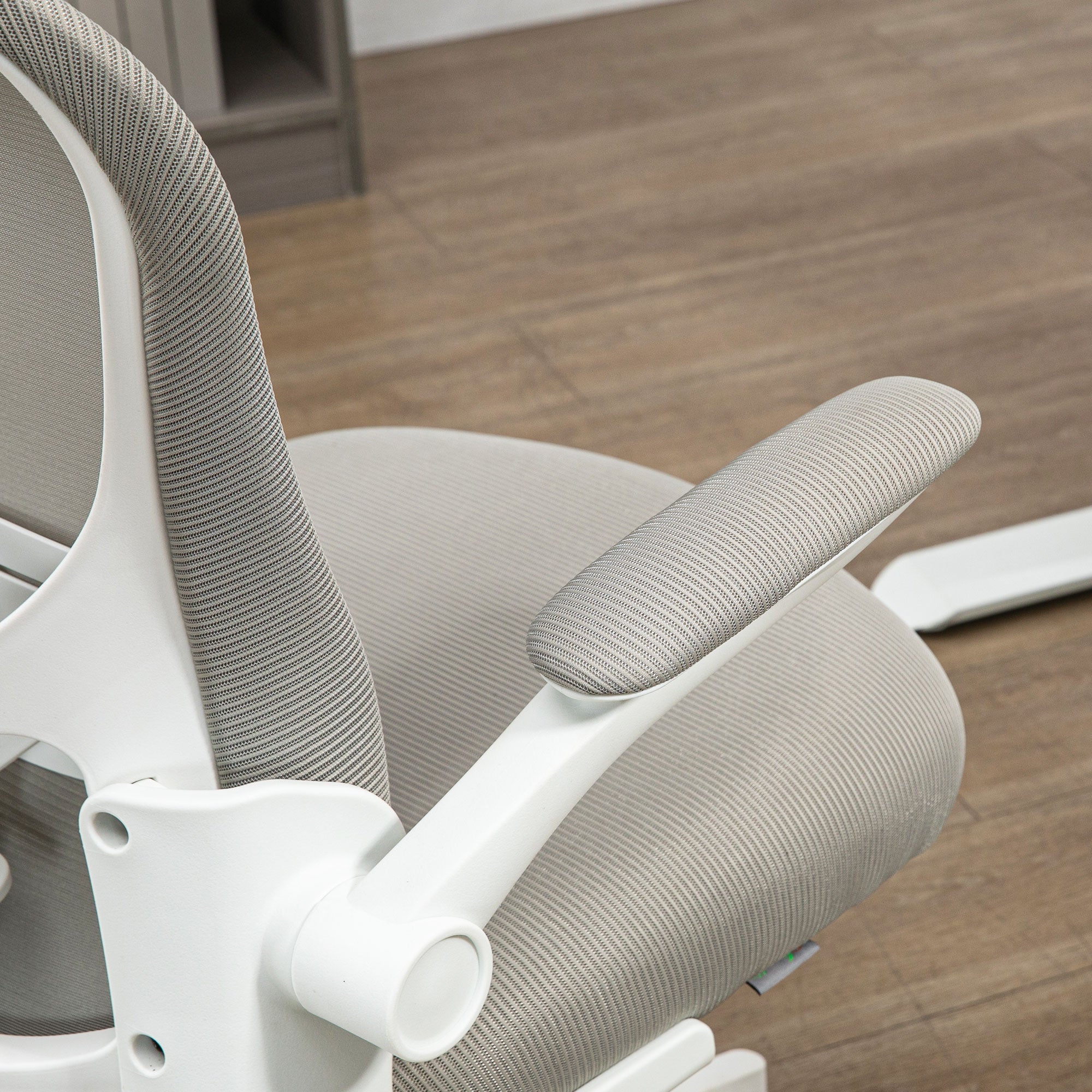 Office Chair, Mesh Computer Desk Chair with Adjustable Headrest, 4D Lumbar Support, Flip-up Arm, Grey Task Chairs at Gallery Canada