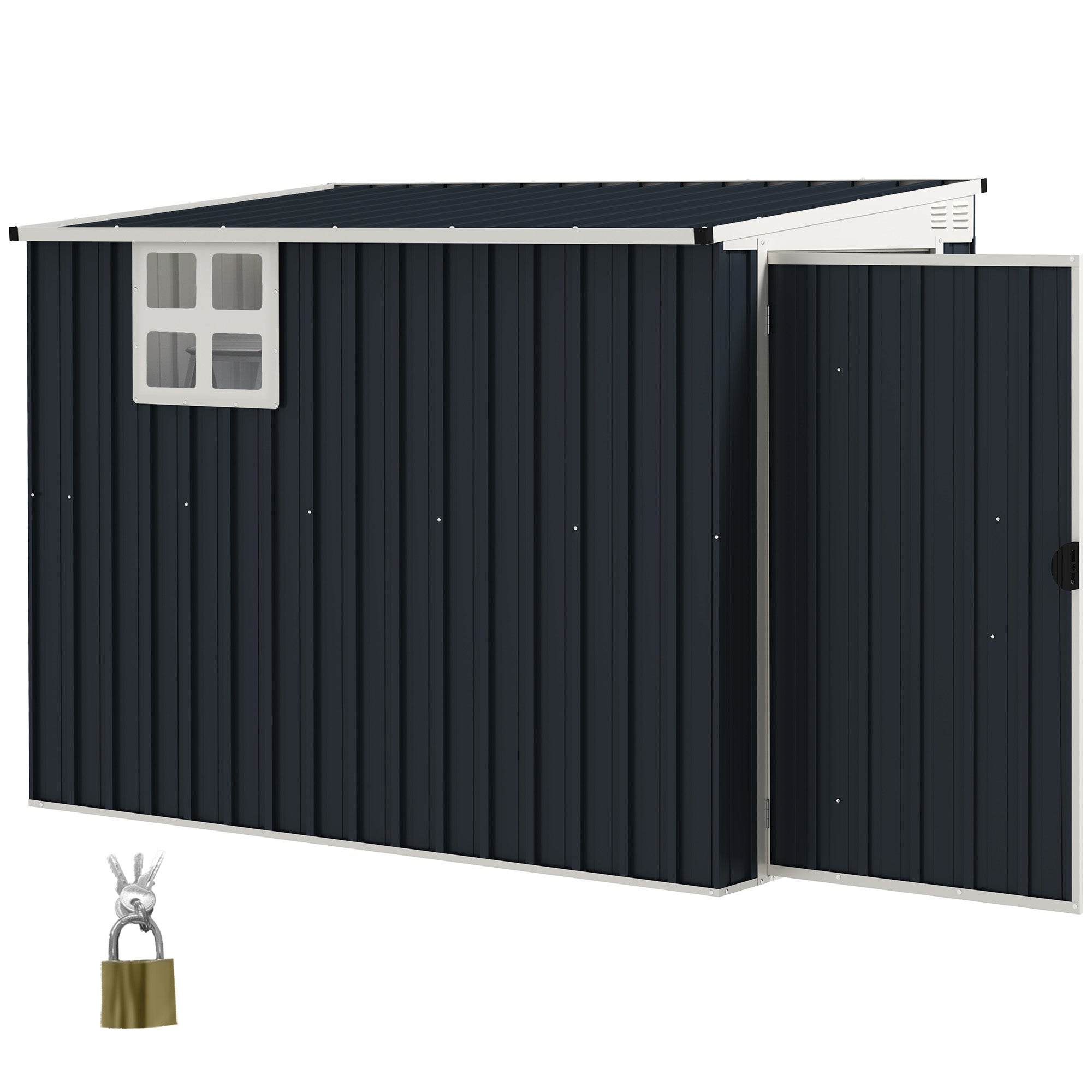 4' x 8' Outdoor Storage Shed, Metal Garden Shed with Window, 2 Vents and Lockable Door for Backyard, Garden, Patio Sheds at Gallery Canada