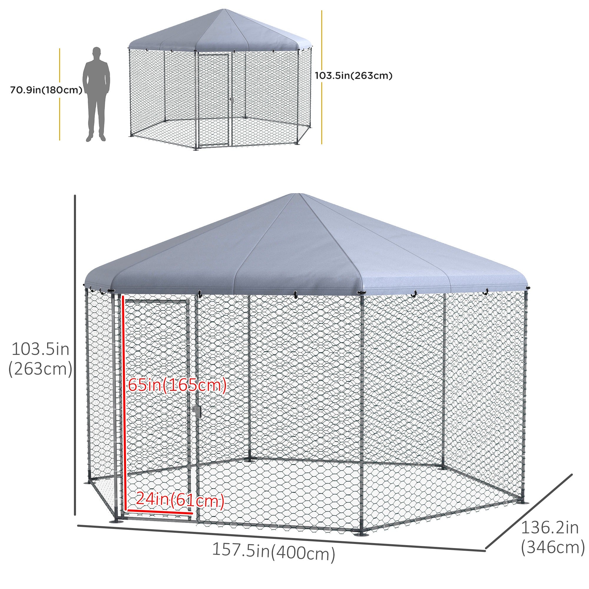 Chicken Coop with Cover for Outdoor Backyard, Chicken Run for 10-15 Chickens, Rabbits, Ducks, 13.1' x 11.4' Chicken Coops at Gallery Canada