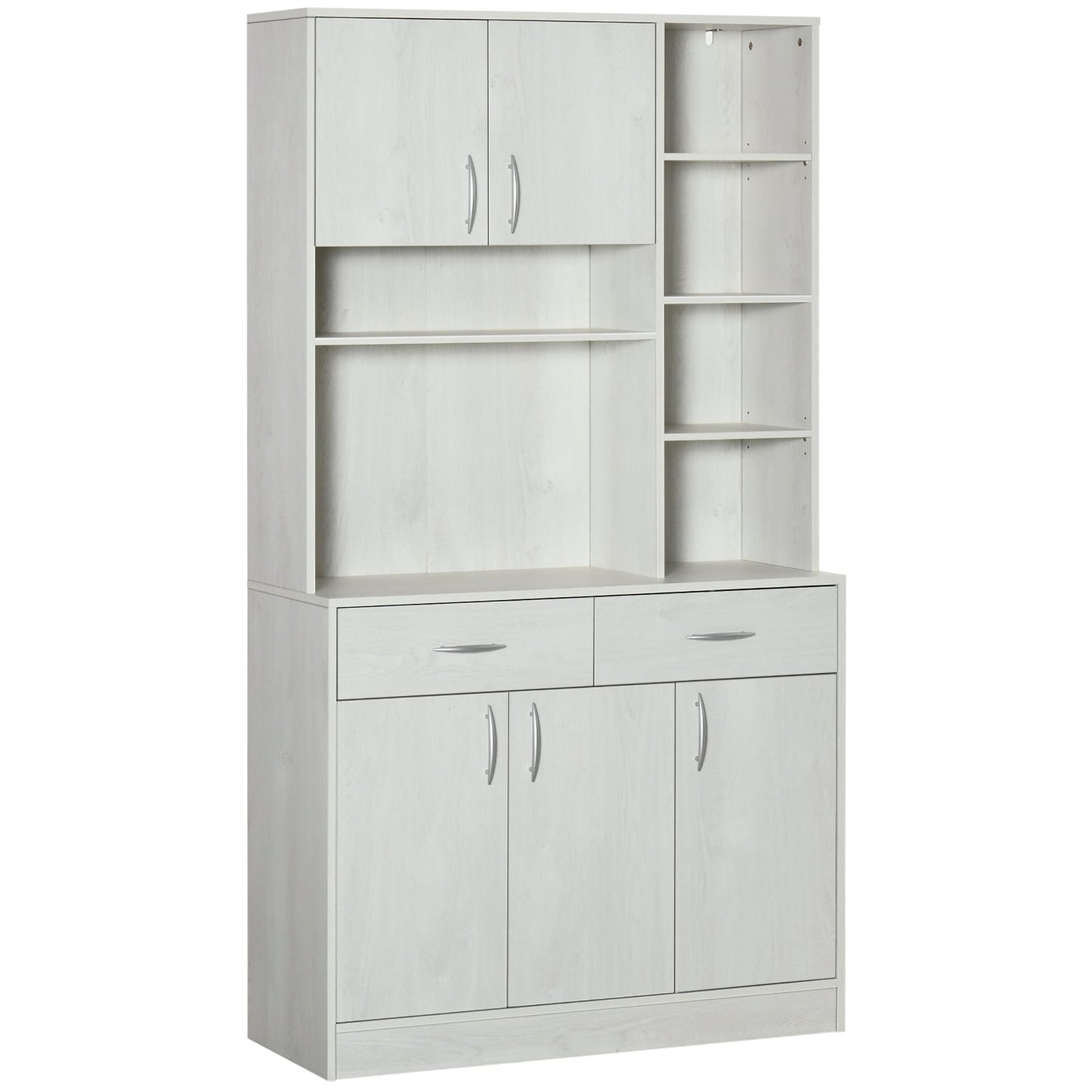 71" Kitchen Hutch with Storage Cabinet, Modern Buffet with Hutch, Cupboard with Drawers for Living Dining Room, Ash White Kitchen Pantry Cabinets Ash White  at Gallery Canada