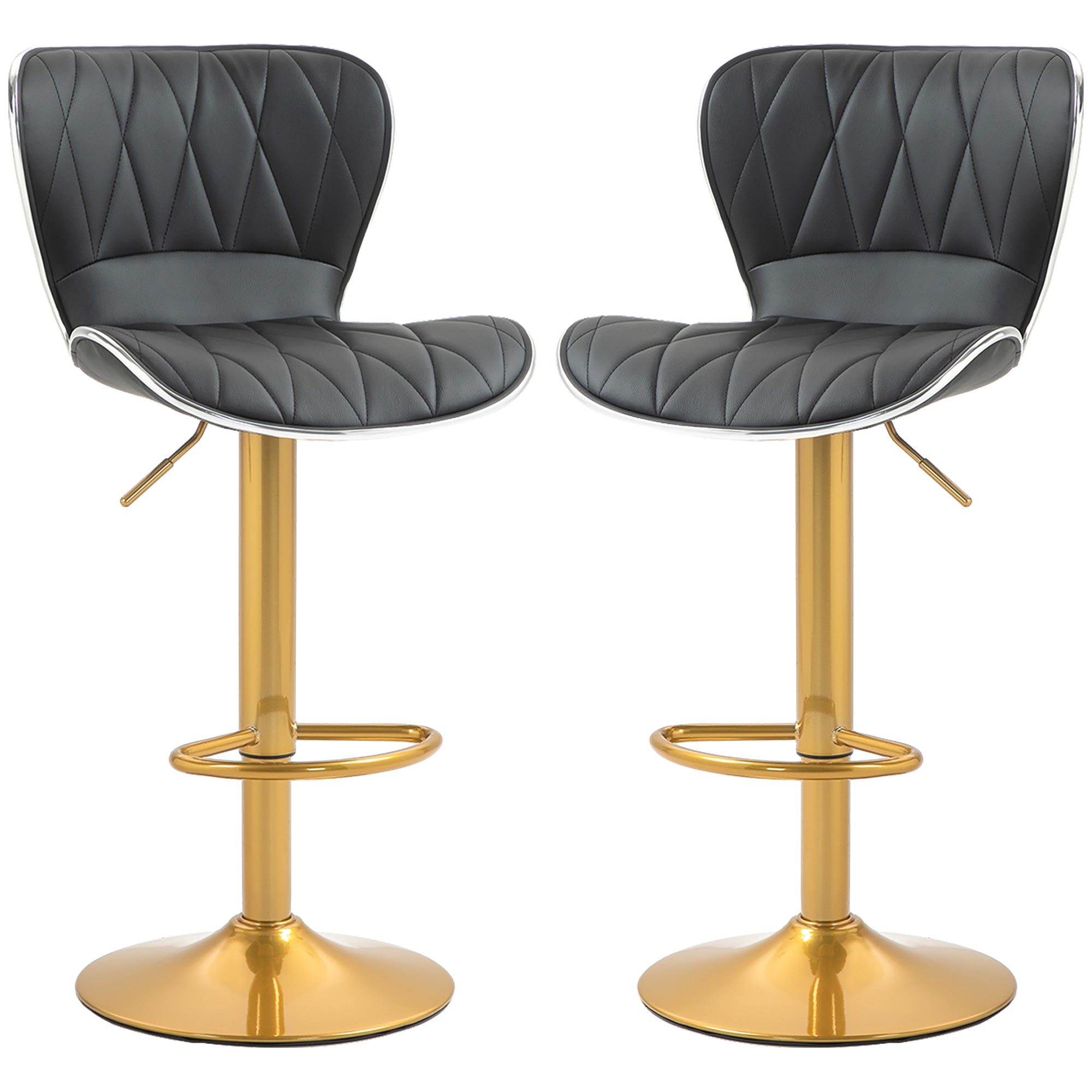 Counter Height Bar Stools Set of 2, Adjustable Height Bar Chairs with Swivel Seat, PU Leather Upholstery Bar Stools   at Gallery Canada