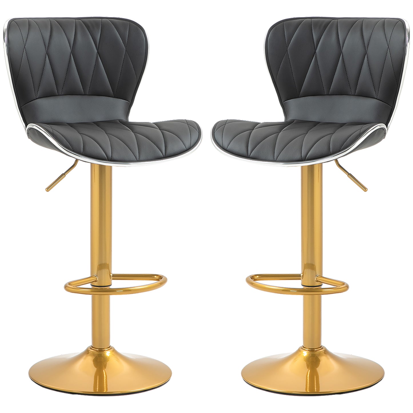 Counter Height Bar Stools Set of 2, Adjustable Height Bar Chairs with Swivel Seat, PU Leather Upholstery Bar Stools   at Gallery Canada