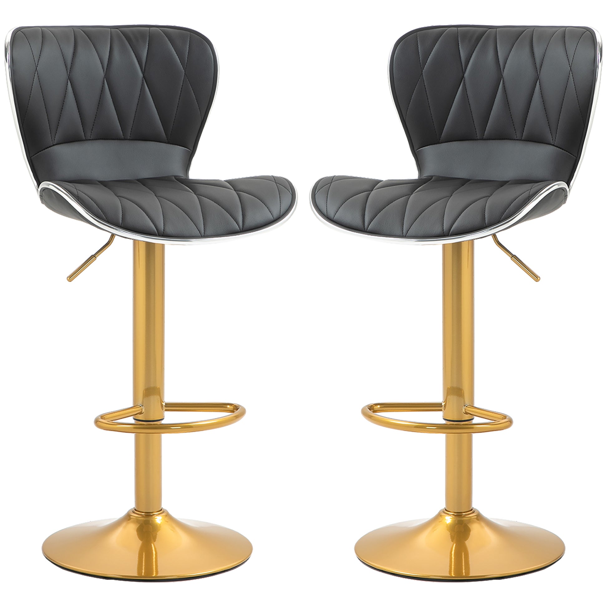 Counter Height Bar Stools Set of 2, Adjustable Height Bar Chairs with Swivel Seat, PU Leather Upholstery Bar Stools   at Gallery Canada