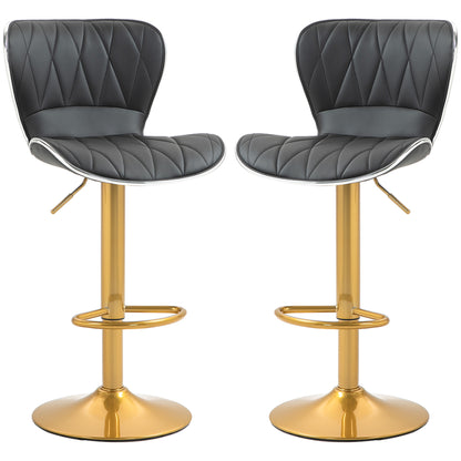 Counter Height Bar Stools Set of 2, Adjustable Height Bar Chairs with Swivel Seat, PU Leather Upholstery Bar Stools   at Gallery Canada