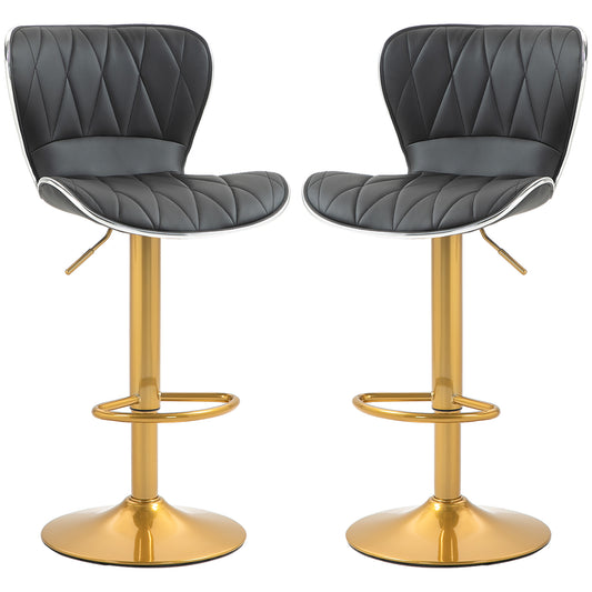 Counter Height Bar Stools Set of 2, Adjustable Height Bar Chairs with Swivel Seat, PU Leather Upholstery Bar Stools   at Gallery Canada