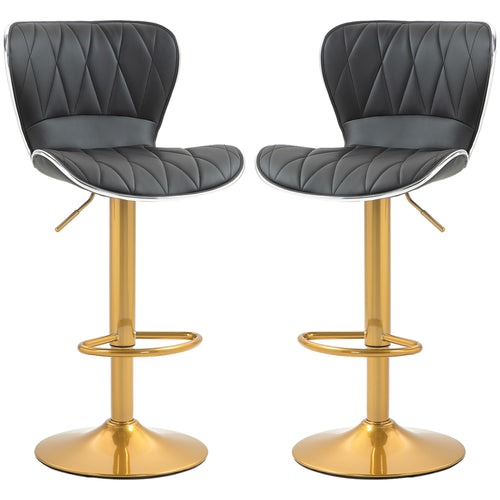 Counter Height Bar Stools Set of 2, Adjustable Height Bar Chairs with Swivel Seat, PU Leather Upholstery