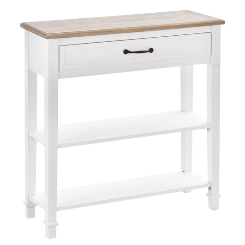 Console Table, Modern Entryway Table with Drawer and 2 Shelves, Sofa Table for Living Room, Hallway, White