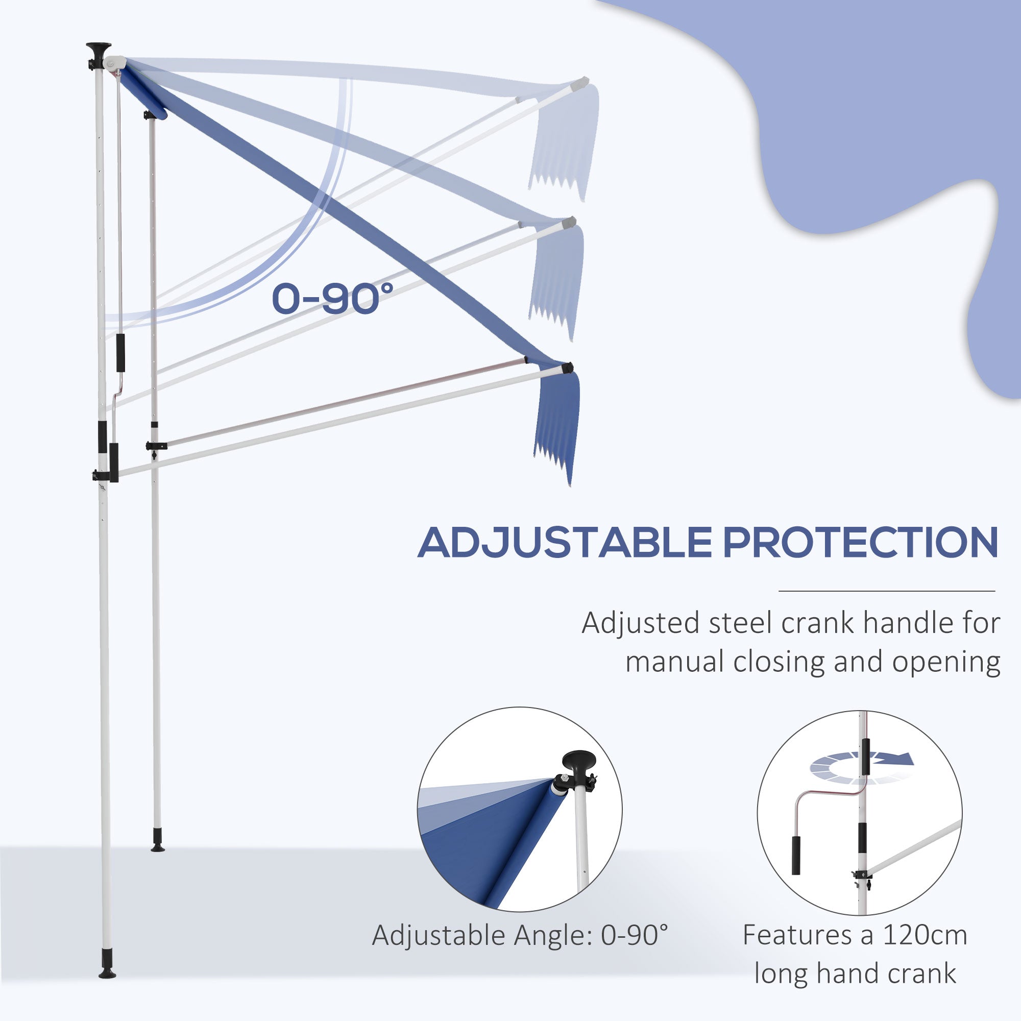 6.6'x5' Manual Retractable Patio Awning Sun Shelter Window Door Deck Canopy, Water Resistant UV Protector, Dark Blue Window Awnings at Gallery Canada