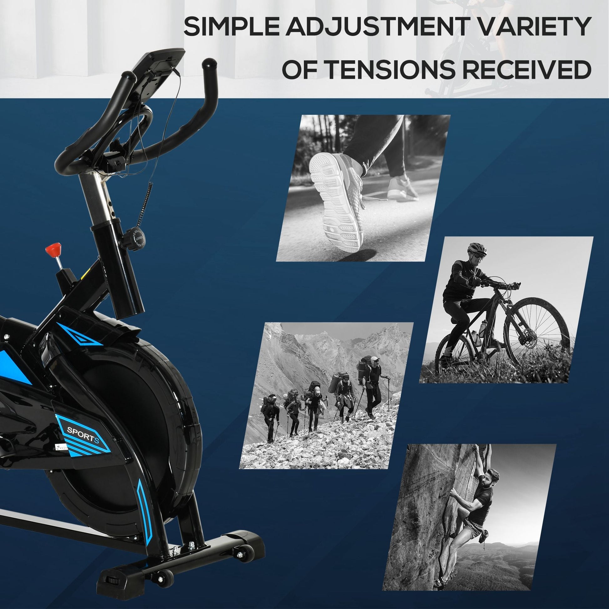 Stationary Exercise Bike Indoor Cardio Workout Cycling Bicycle w/ Heart Pulse Sensor &; LCD Monitor 28.6lb Flywheel Adjustable Resistance Exercise & Stationary Bikes   at Gallery Canada