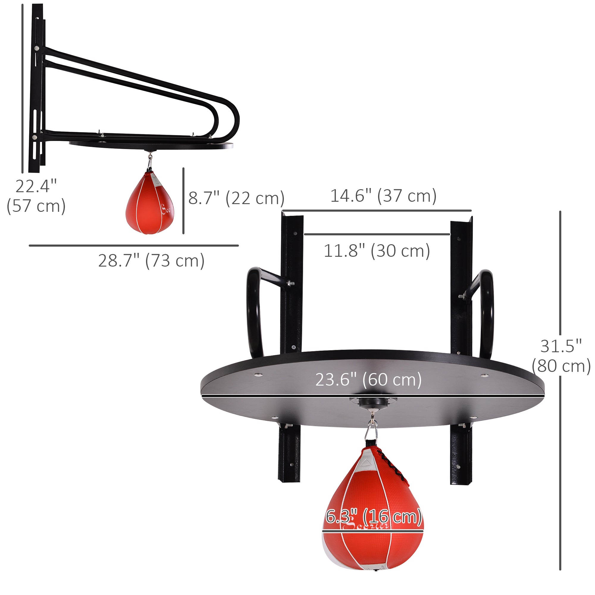 Wall-mounted Speed Bag Boxing Platform with Adjustable Height More-Strength Training Equipment at Gallery Canada