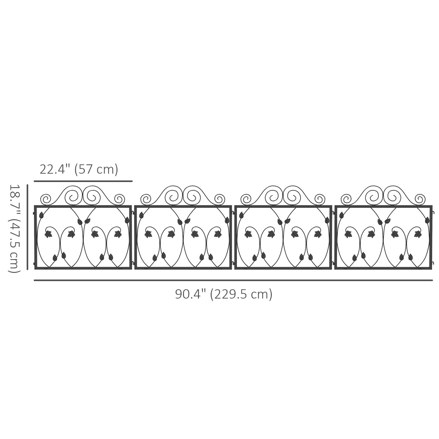 4 Pack Garden Fence, Metal Wire Fencing Border, Scroll Flower Edging Animal Barrier for Landscape, Backyard, Black Garden Fences   at Gallery Canada