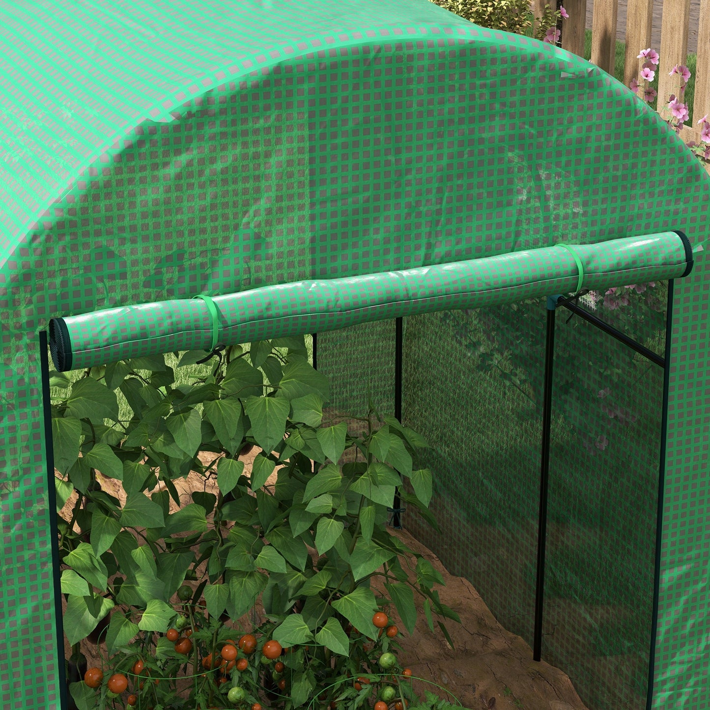 Tunnel Greenhouse Walk-in Green House with UV-resistant PE Cover, Doors and Mesh Windows, 6' x 6' x 6.6', Green Tunnel Greenhouses   at Gallery Canada