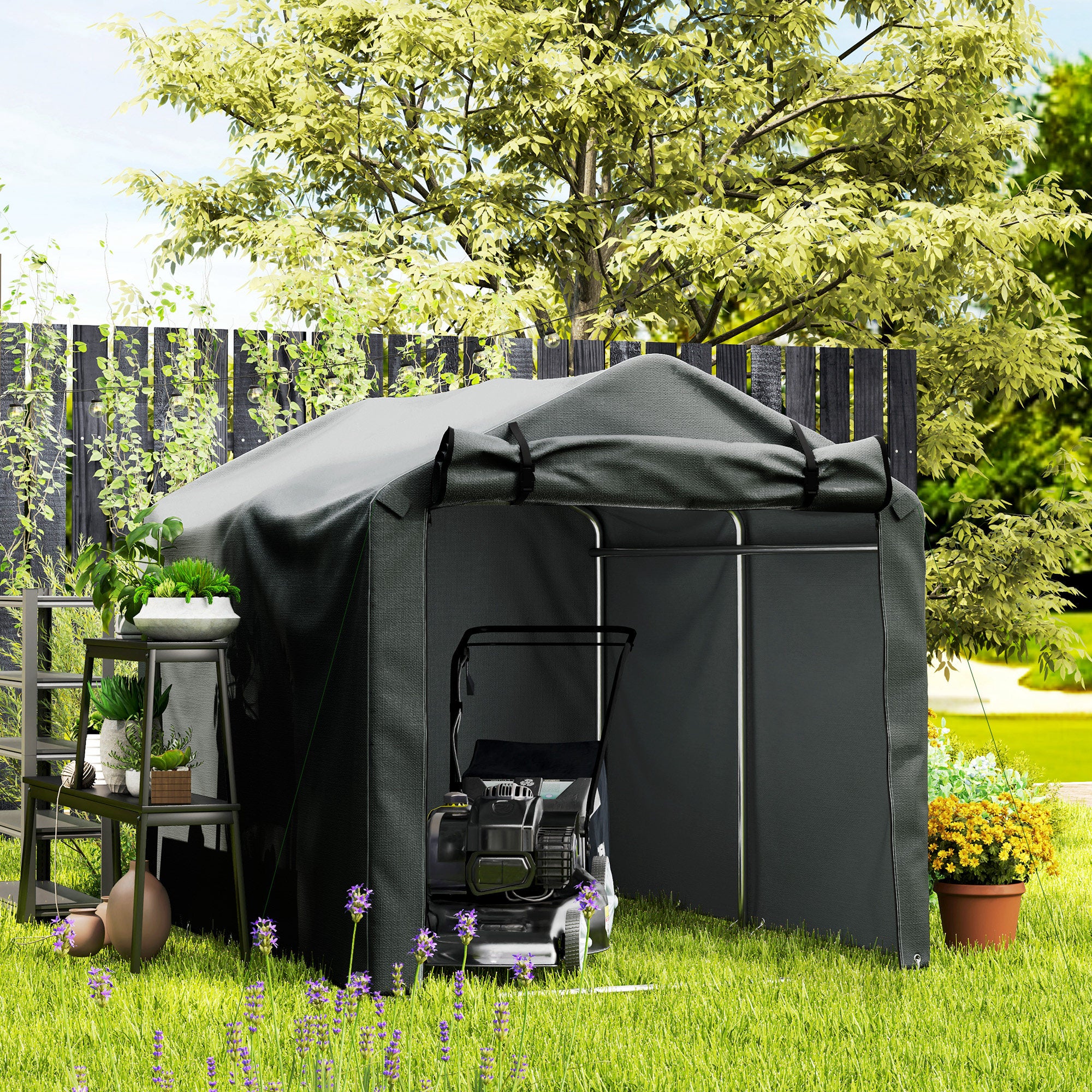 Outdoor Storage Shed, UV Resistant Bike Tent with Roll-up Zipper Door, Portable Shed for Bike, Motorcycle, Dark Grey Sheds at Gallery Canada