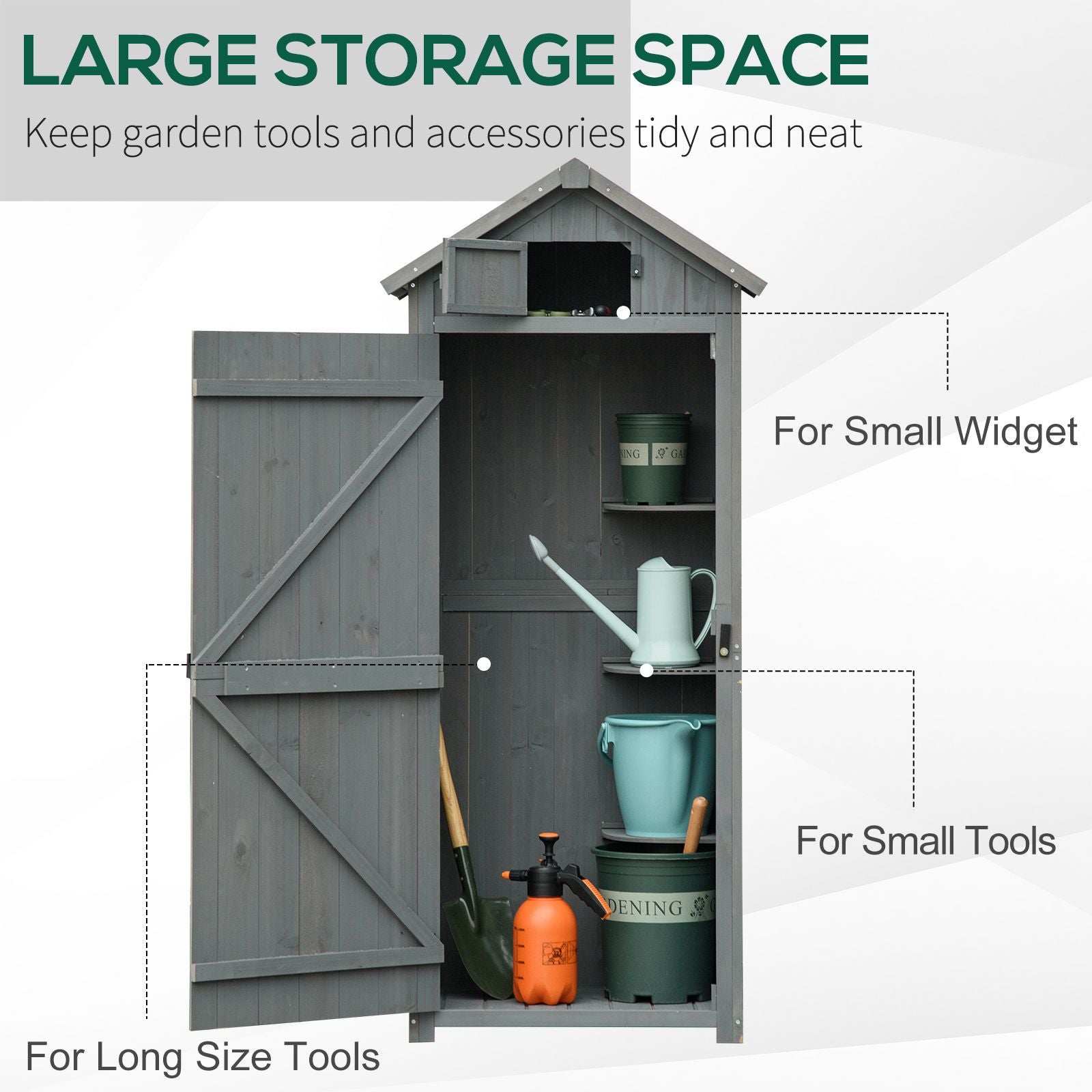 30"x21"x71" Garden Storage Shed with 3 Shelves, Water-resistant, Grey Sheds   at Gallery Canada