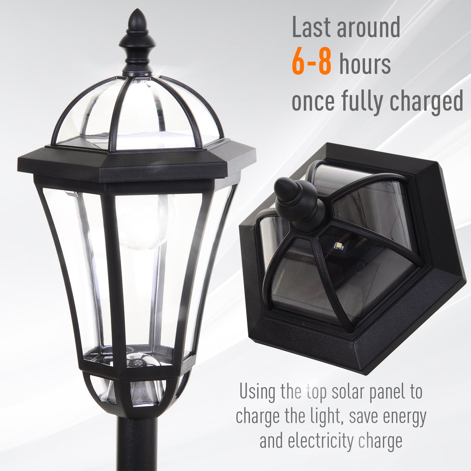 2 Piece LED Garden Lights Lamp Post Solar Powered Auto Switch Outdoor Lantern Patio Pathway Walkway Water-Resist 6 Hours Black Solar Post Lamps at Gallery Canada