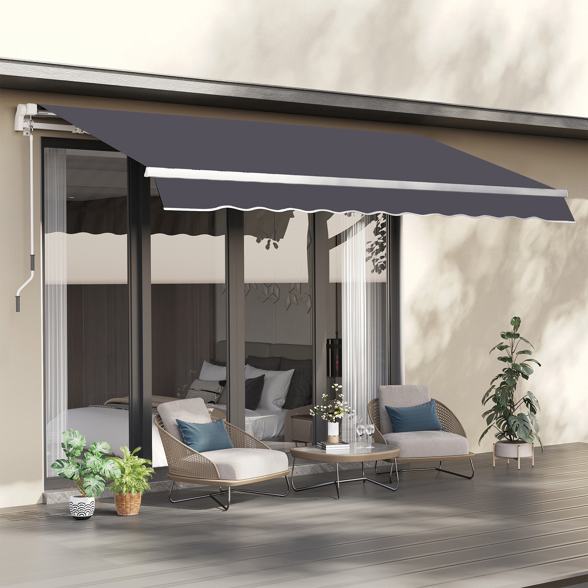 11' x 10' Retractable Awning Fabric Replacement Outdoor Sunshade Canopy Awning Cover, UV Protection, Grey Awning Fabric Replacement at Gallery Canada