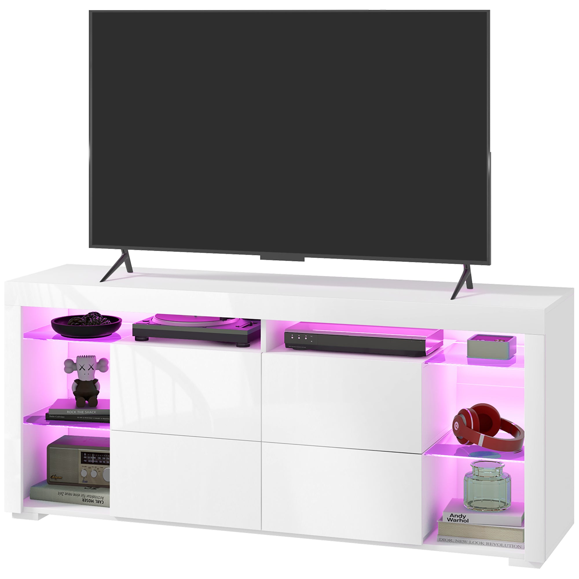 TV Stand with LED Lights for TVs up to 55