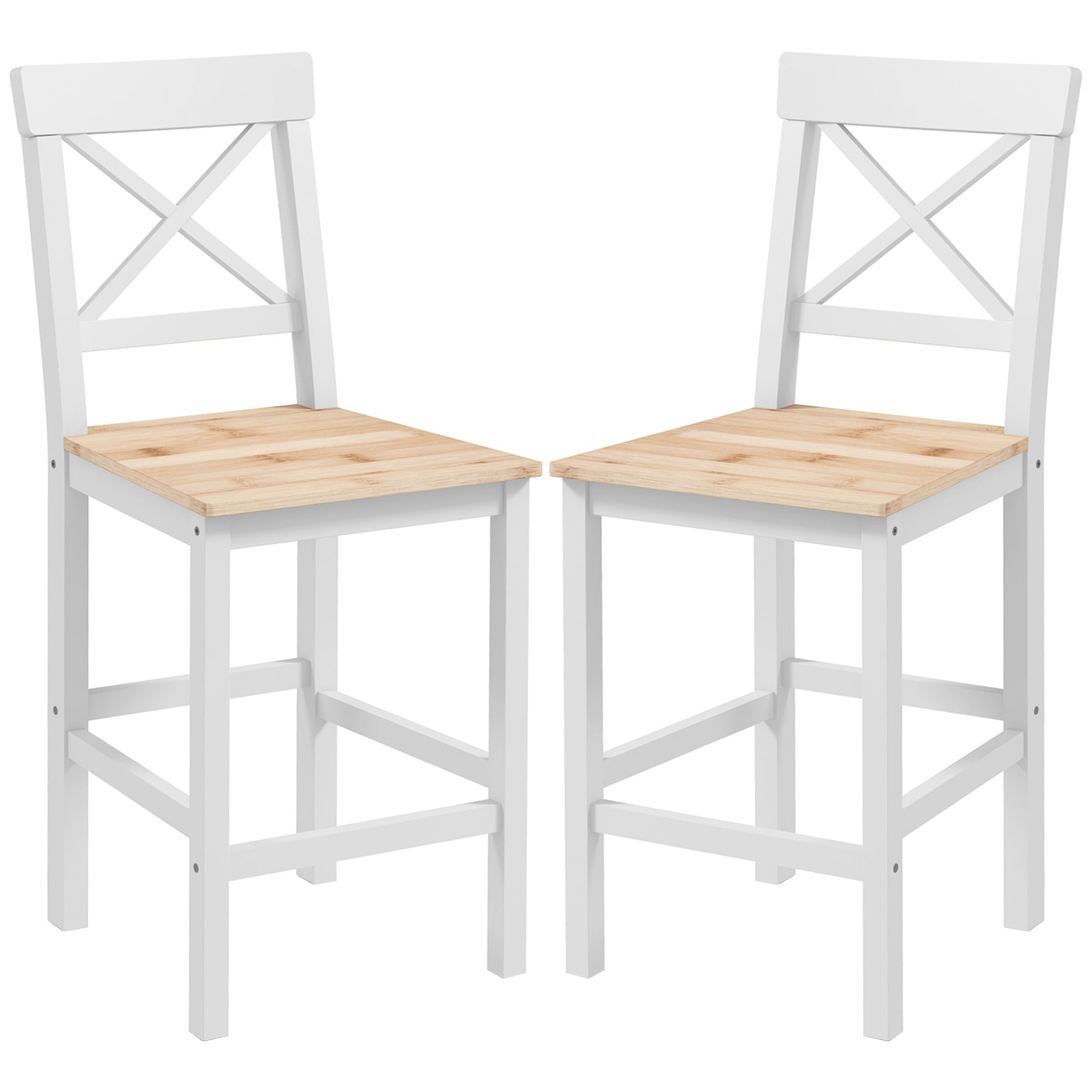 Counter Height Stools Set of 2, Farmhouse Bar Stools with Backs, Solid Wood Counter Stools for Kitchen Island Bar Stools Natural  at Gallery Canada