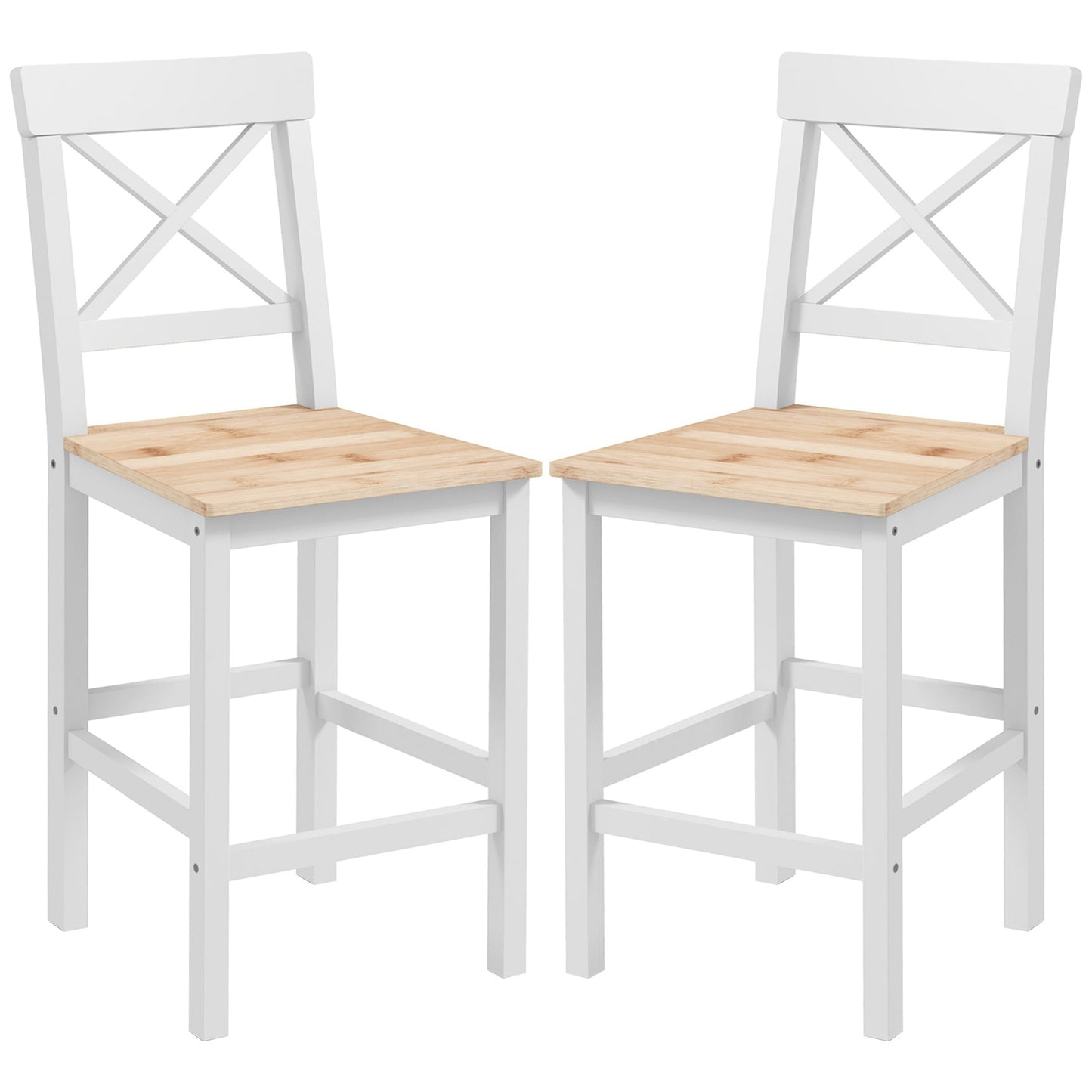 Counter Height Stools Set of 2, Farmhouse Bar Stools with Backs, Solid Wood Counter Stools for Kitchen Island Bar Stools Natural  at Gallery Canada