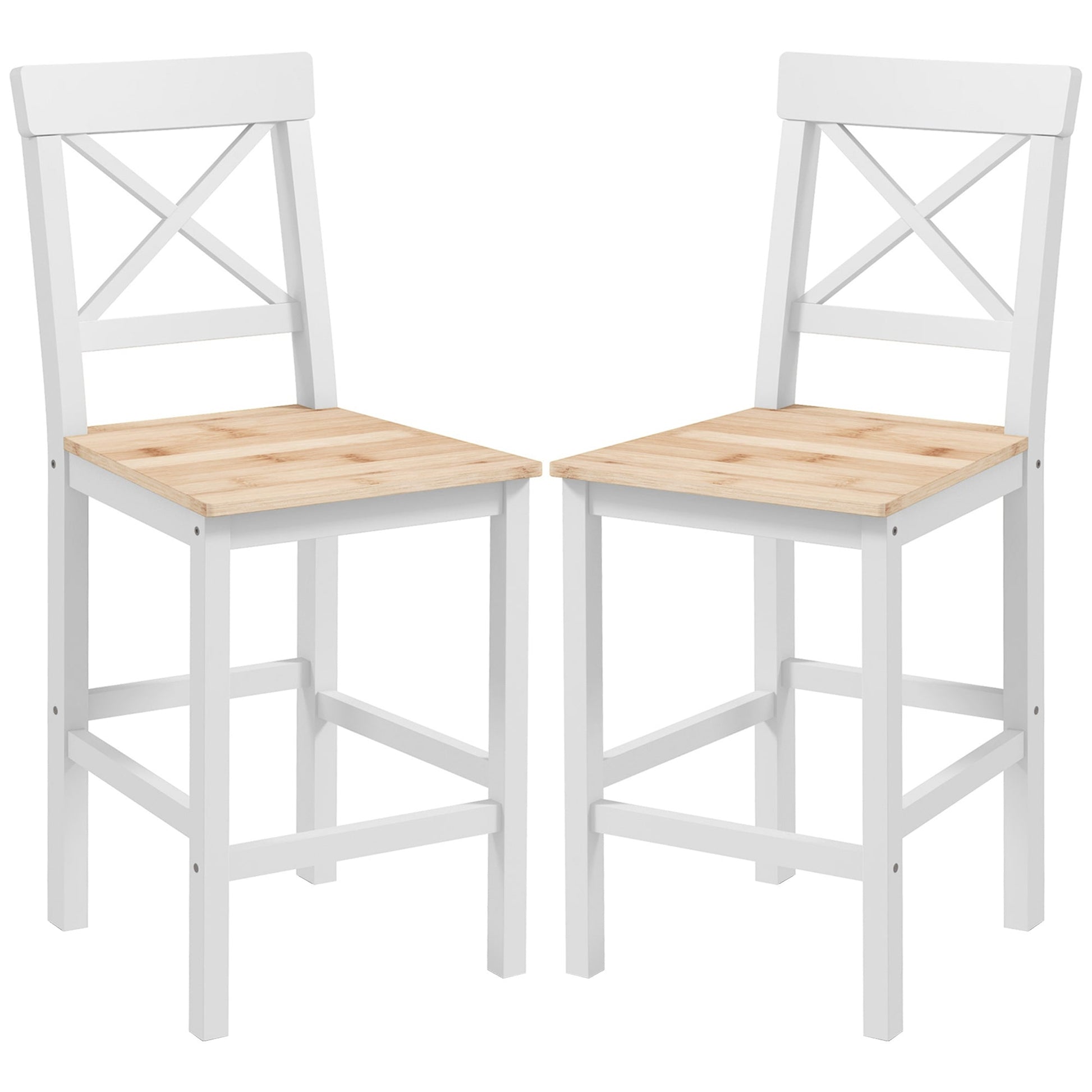 Counter Height Stools Set of 2, Farmhouse Bar Stools with Backs, Solid Wood Counter Stools for Kitchen Island Bar Stools Natural  at Gallery Canada