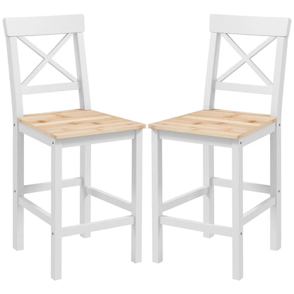 Counter Height Stools Set of 2, Farmhouse Bar Stools with Backs, Solid Wood Counter Stools for Kitchen Island Bar Stools Natural  at Gallery Canada