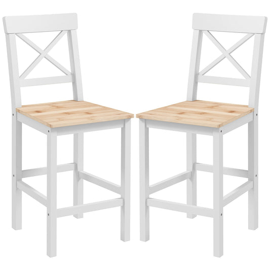 Counter Height Stools Set of 2, Farmhouse Bar Stools with Backs, Solid Wood Counter Stools for Kitchen Island Bar Stools Natural  at Gallery Canada