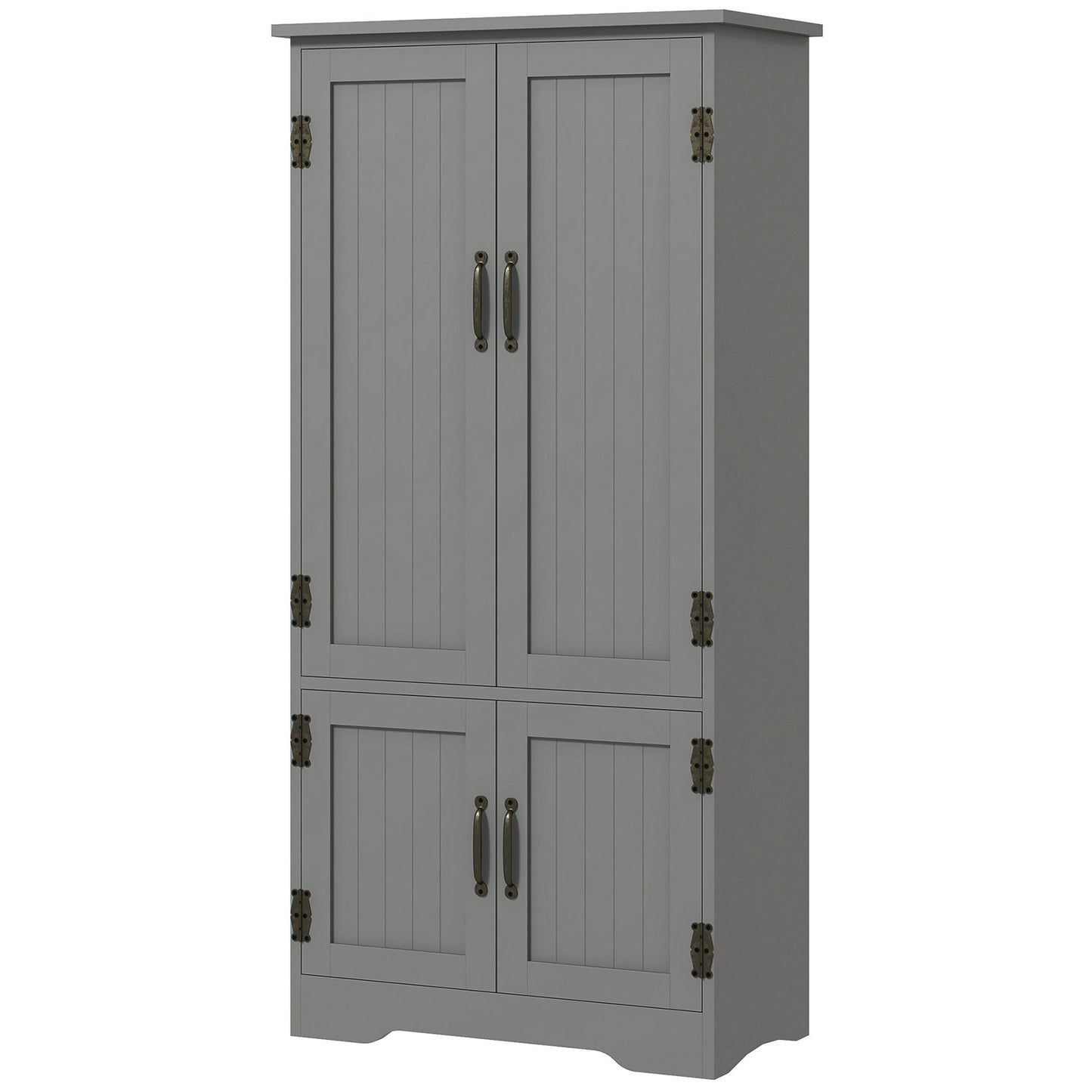 4-Door Storage Cabinet Multi-Storey Large Space Pantry with Adjustable Shelves Grey Kitchen Pantry Cabinets Grey  at Gallery Canada