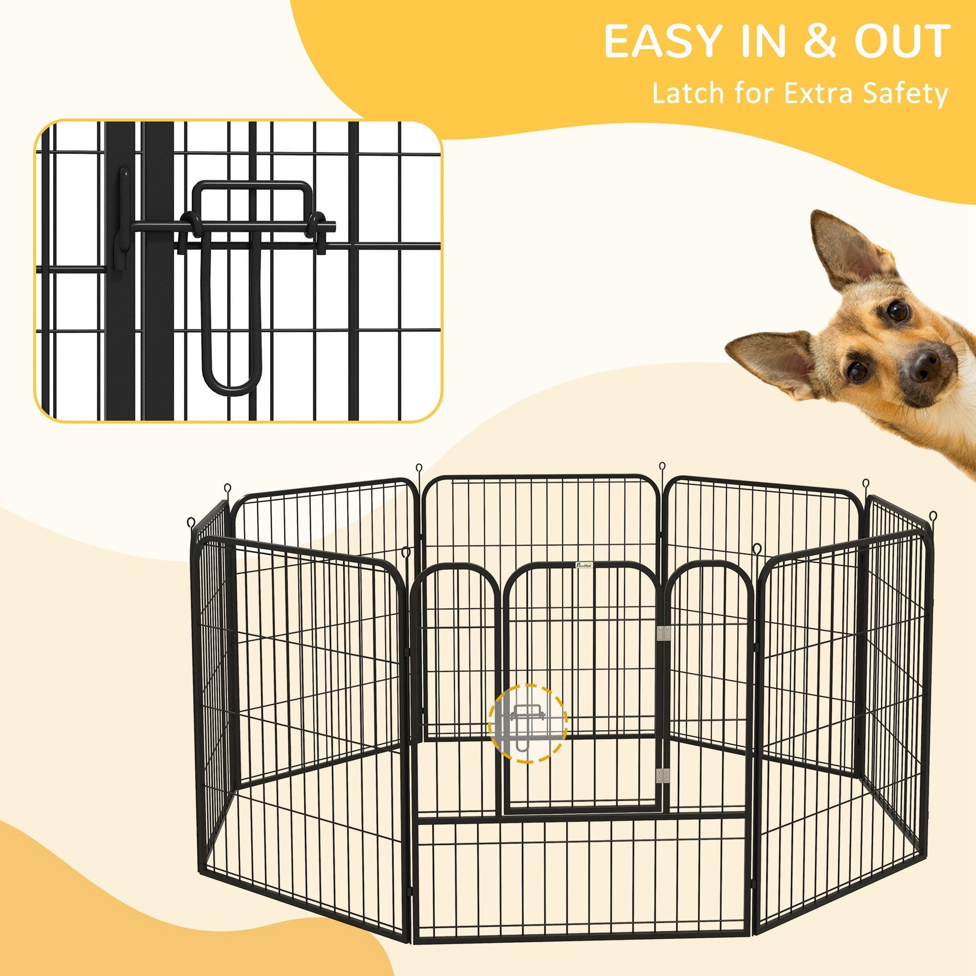 8 Panel Pet Playpen Play Yard Fence Home DIY Heavy-Duty Metal Foldable Indoor Outdoor 31" x 31" Houses, Kennels & Pens   at Gallery Canada