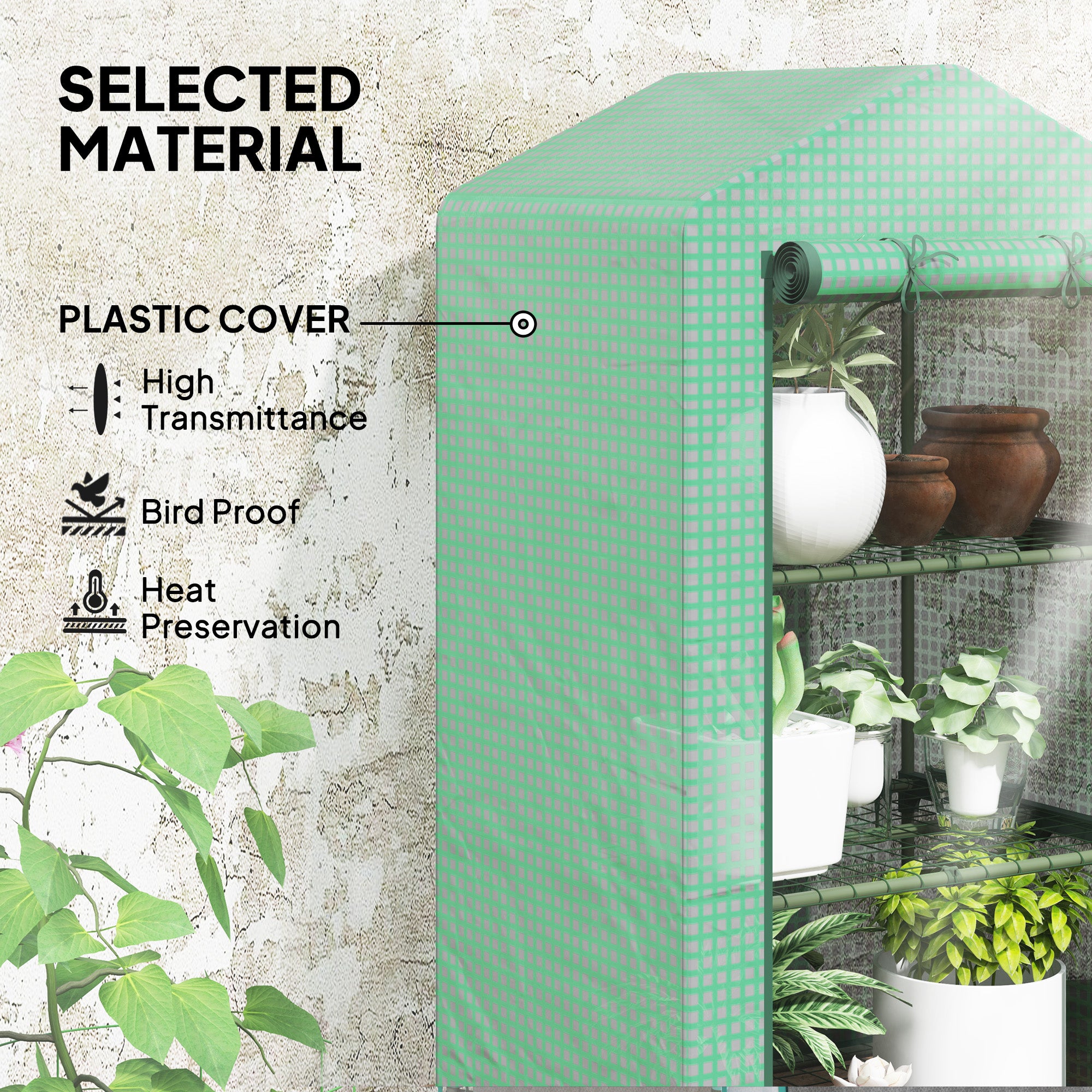 3 Tier Mini Greenhouse, Portable Flower Stand with Shelf Clips, Indoor Greenhouse with Steel Frame, Green Greenhouses at Gallery Canada