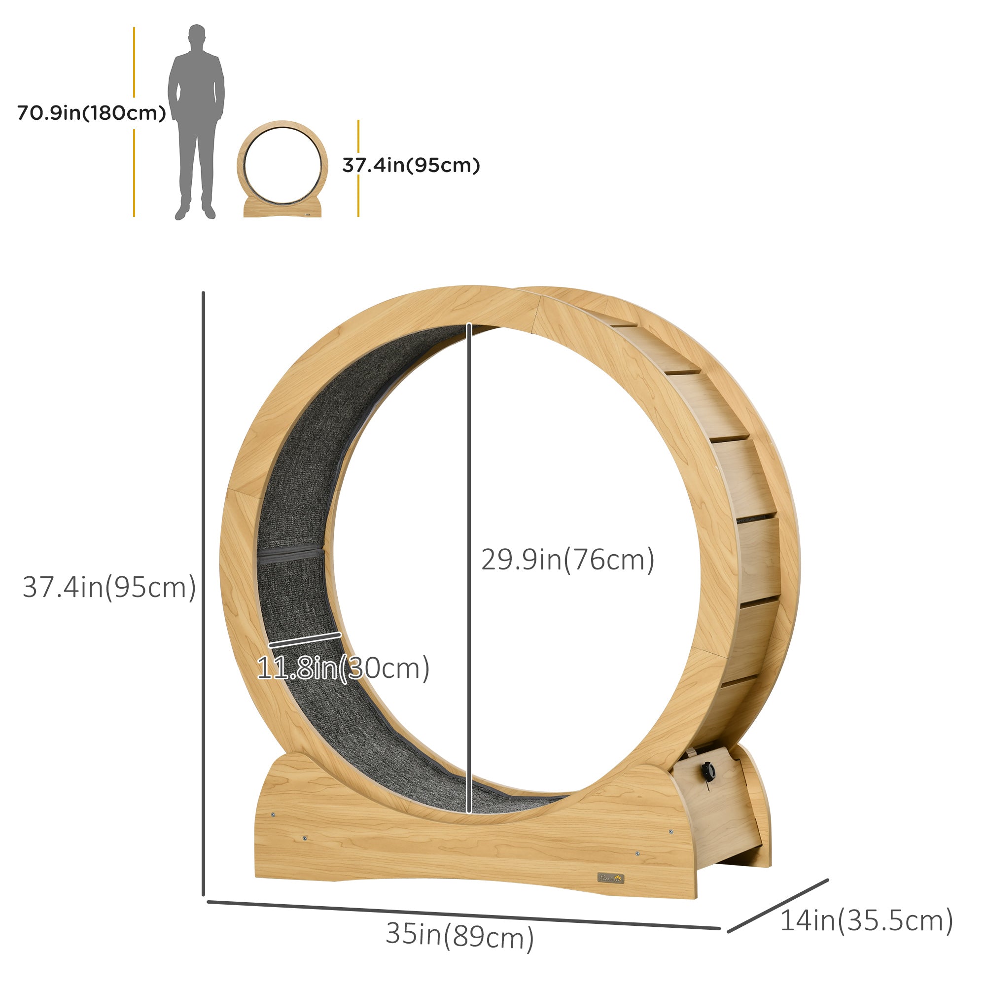 Cat Running Wheel, Cat Exercise Treadmill with Brake, Carpeted Runaway, Pet Fitness Weight Loss Device, Natural Cat Climbing Wall at Gallery Canada