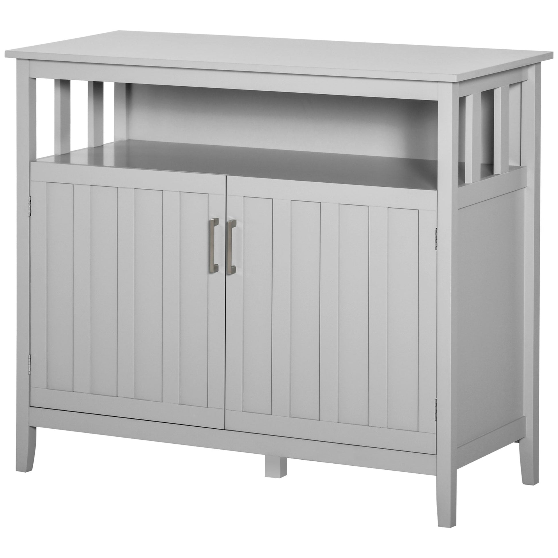 Sideboard Buffet Server Storage Cabinet Console Table with 2 Doors and Adjustable Shelves for Kitchen &; Dining Room, Grey Bar Cabinets Grey  at Gallery Canada